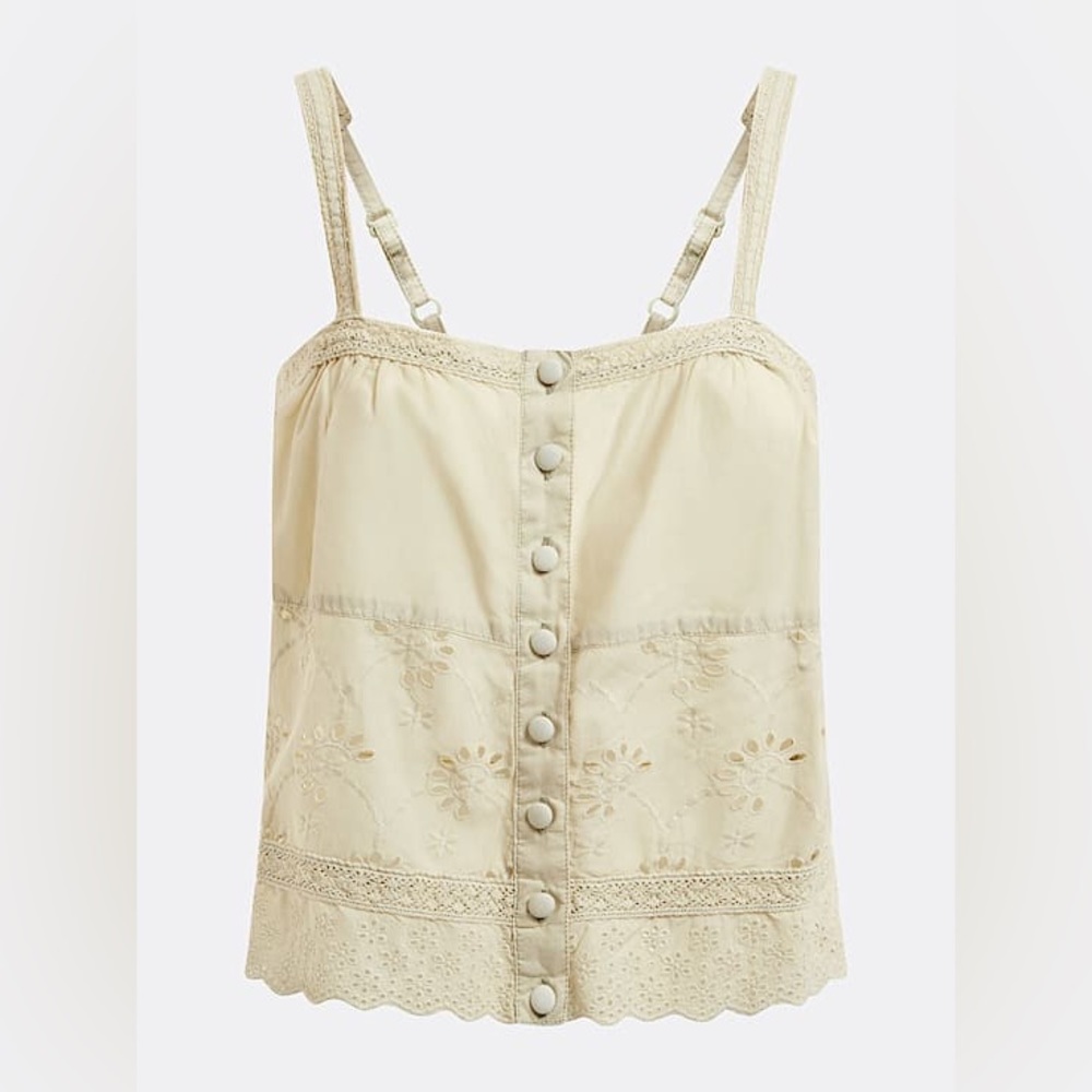 Guess Women's Cotton Button-front Eyelet Tank Top In Lost In Thyme Light Green